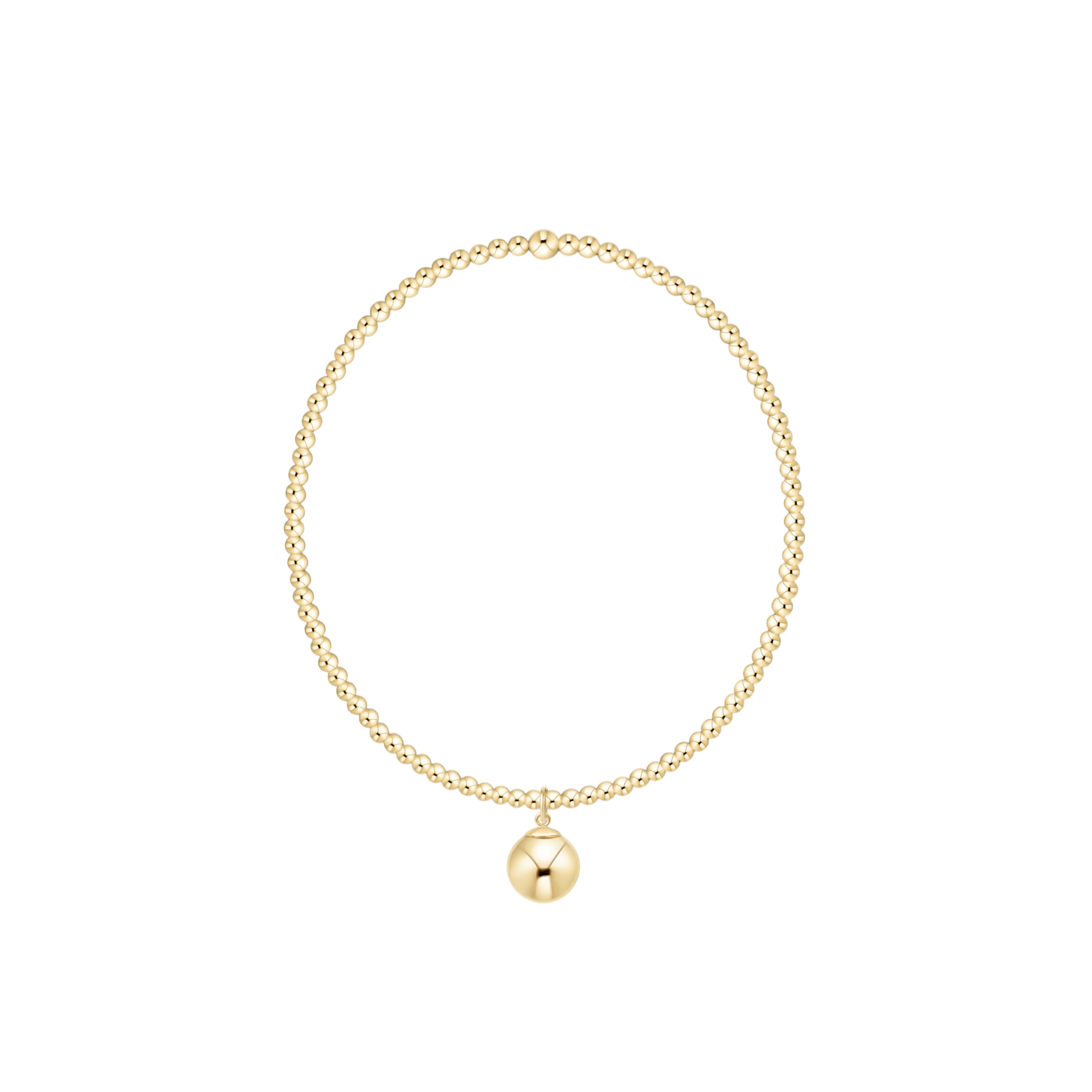 Classic Gold 2mm Bracelet - Classic Gold 8mm Charm