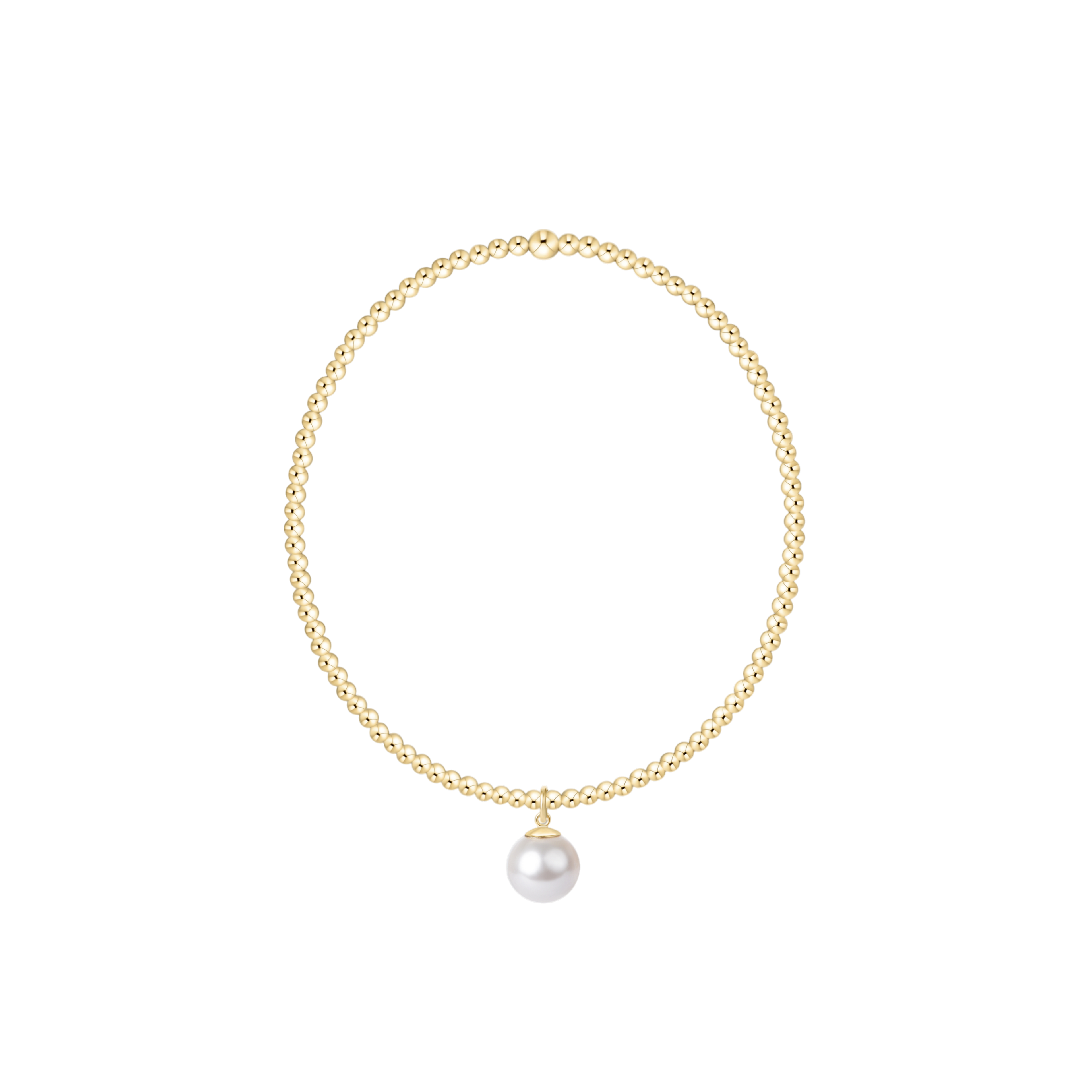 Classic Gold 2mm Bracelet - Classic Pearl 8mm Charm