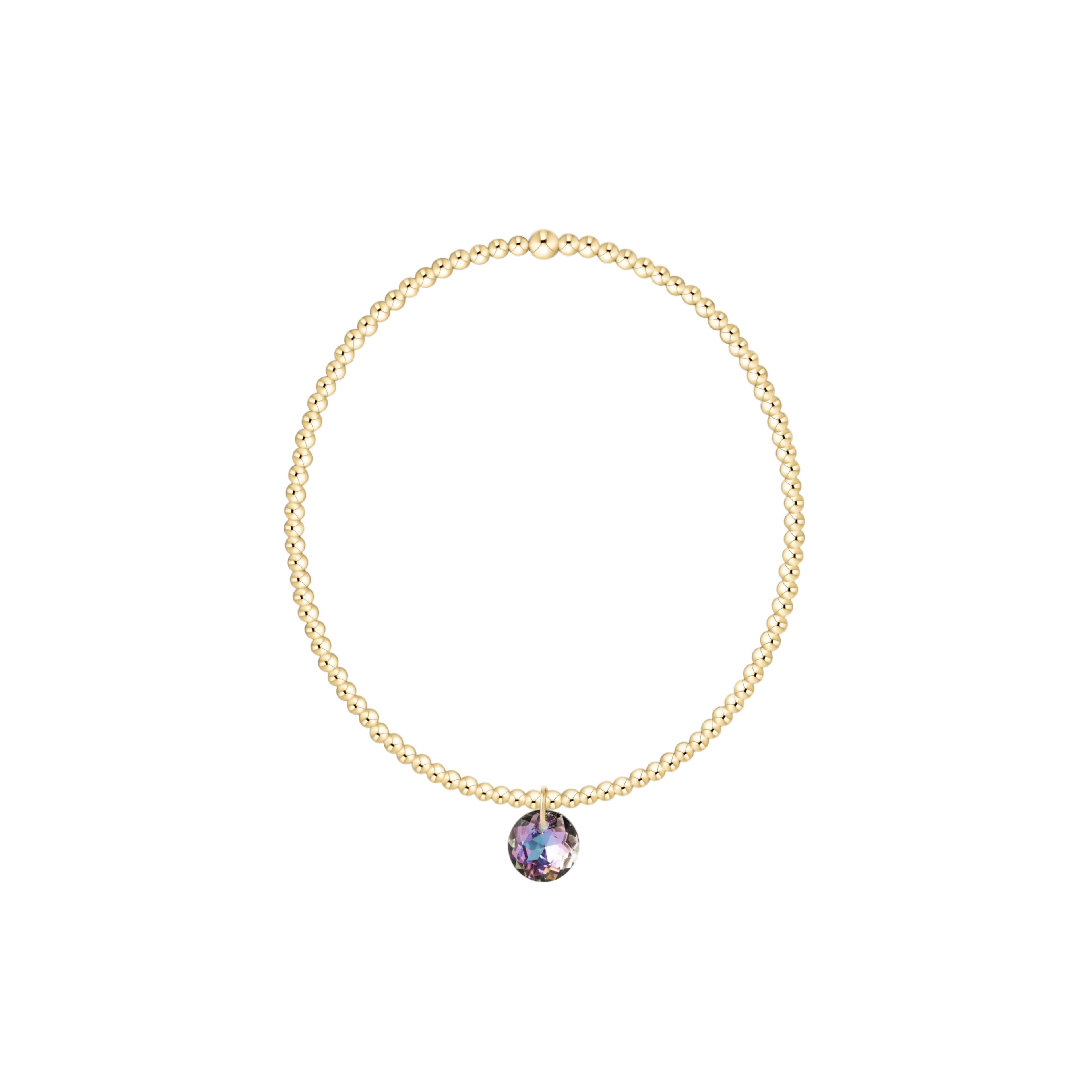 Classic Gold 2mm Bracelet - Reflection Small Charm - 06
