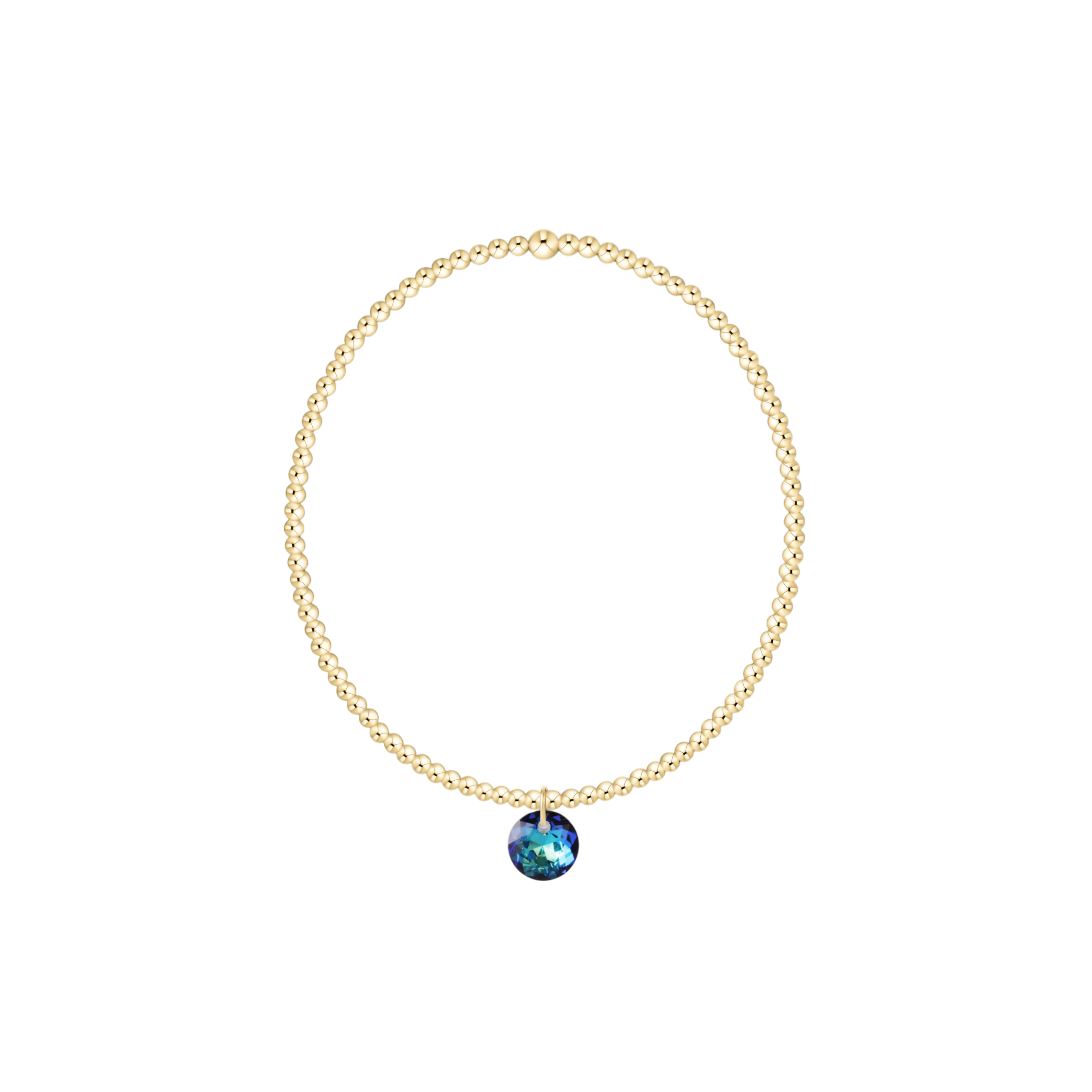 Classic Gold 2mm Bracelet - Reflection Small Charm - 12