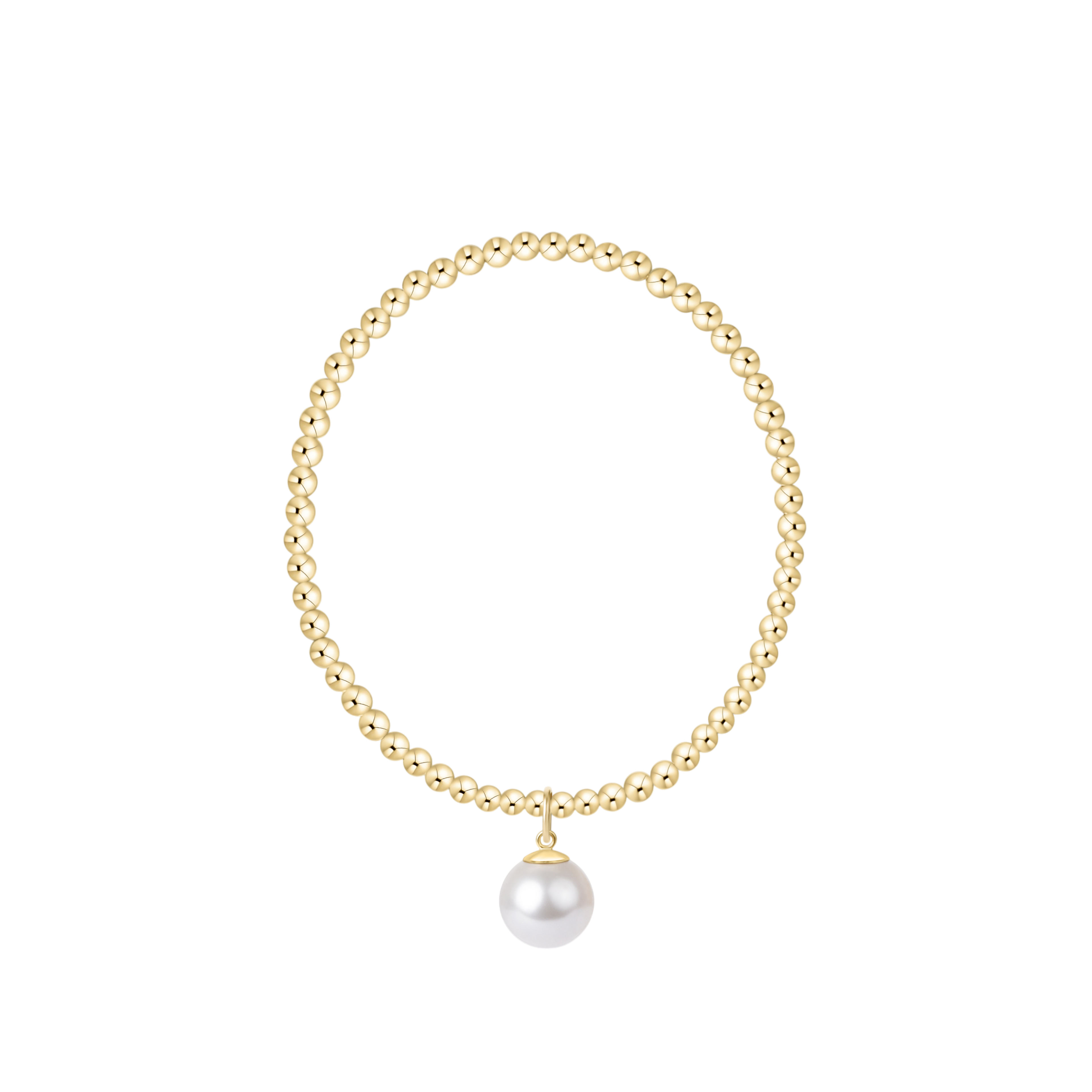 Classic Gold 3mm Bracelet - Classic Pearl 10mm Charm