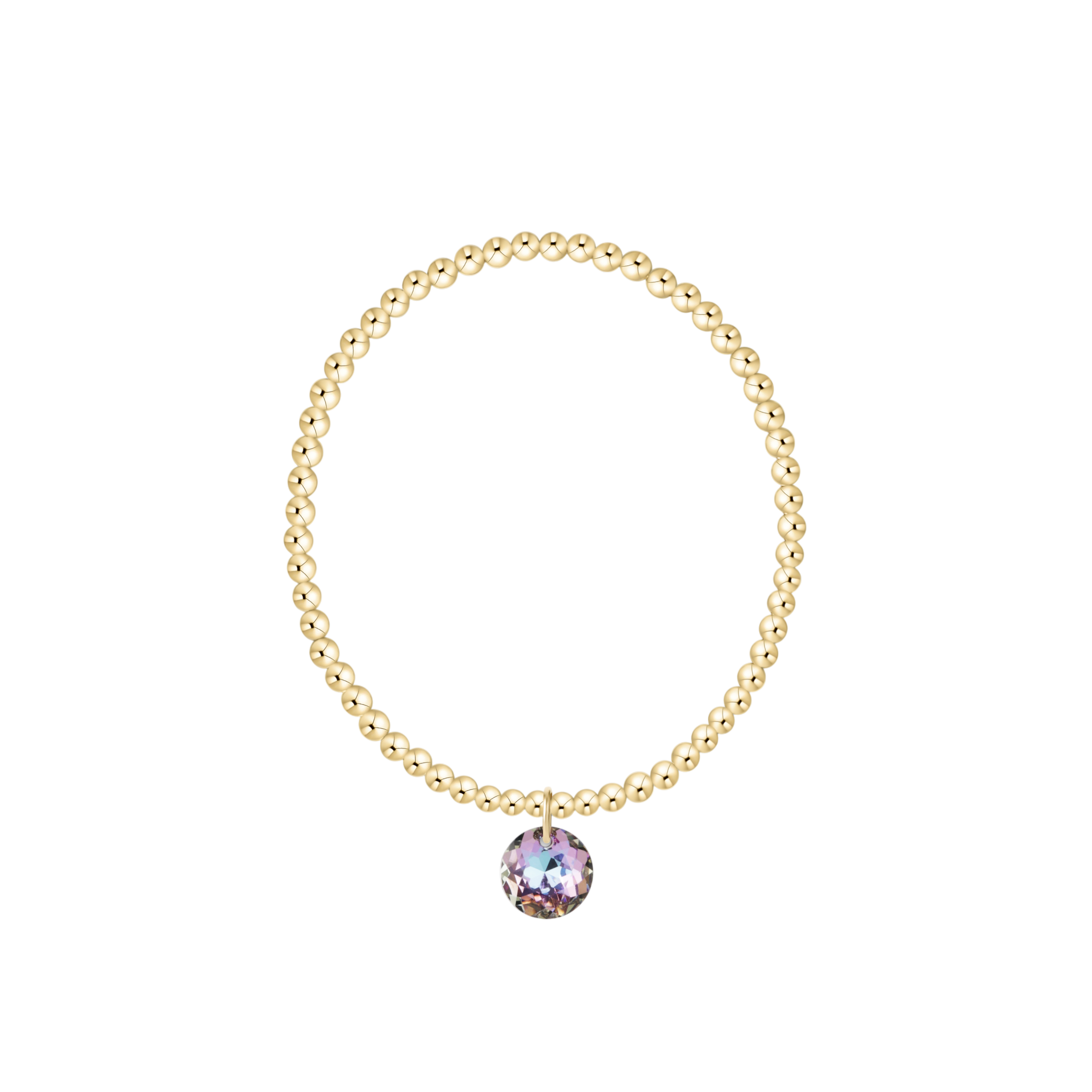 Classic Gold 3mm Bracelet - Reflection Charm - 06