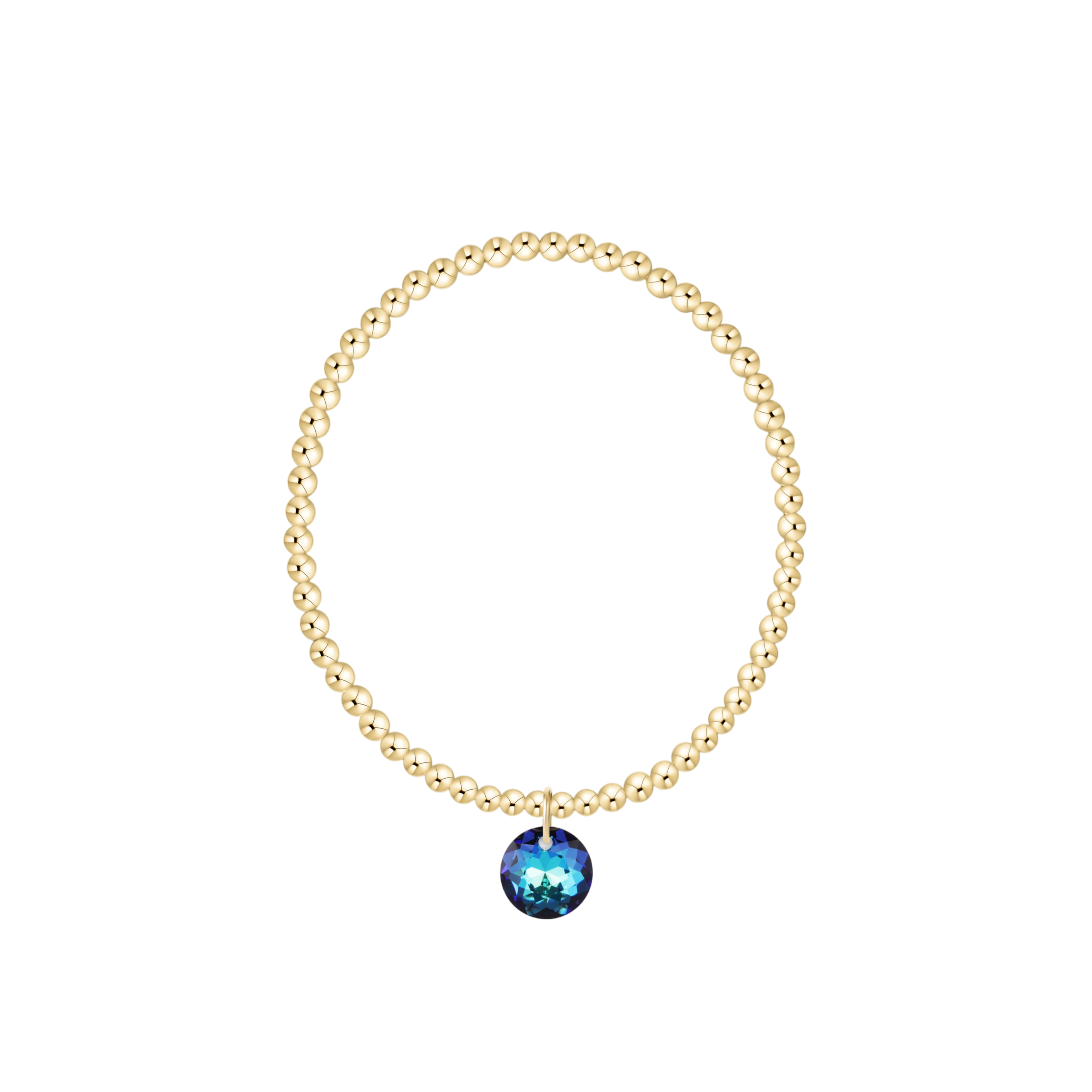 Classic Gold 3mm Bracelet - Reflection Charm - 12