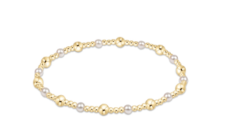 Classic Gold Sincerity Pattern 4mm Pearl Bead Bracelet - by enewton