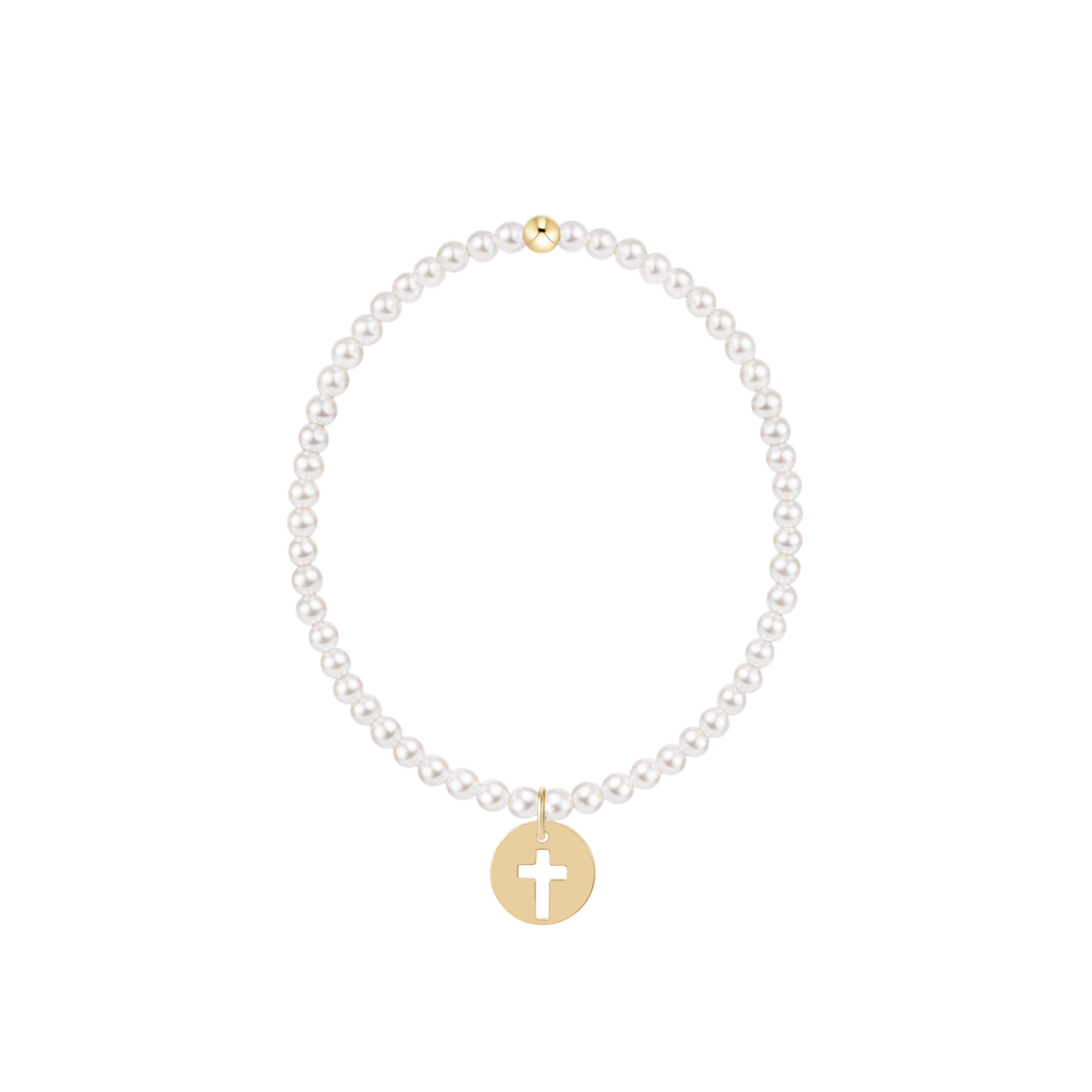 Classic Pearl 3mm Bracelet - Blessed Gold Disc
