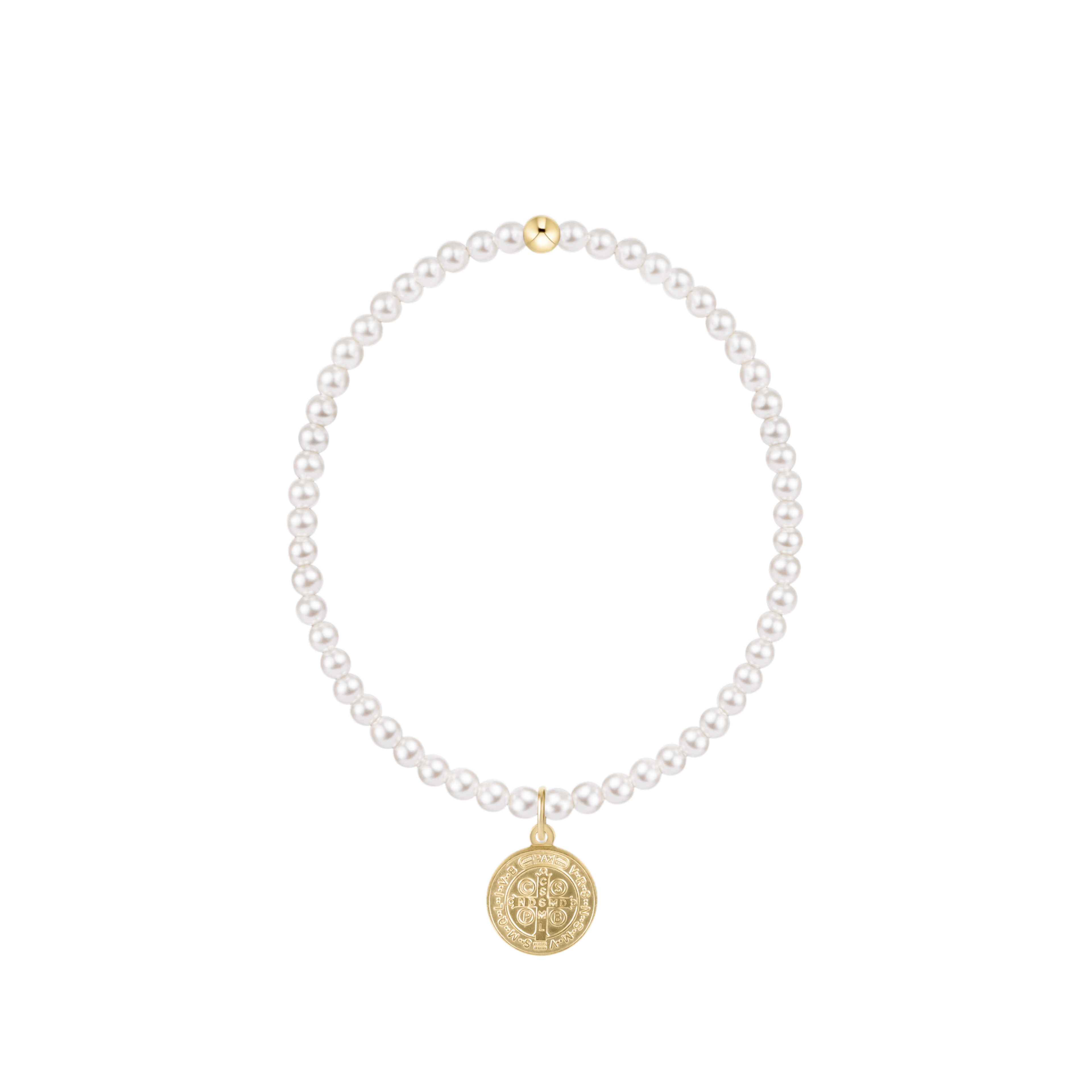 Classic Pearl 3mm Bracelet - Blessing Gold Disc