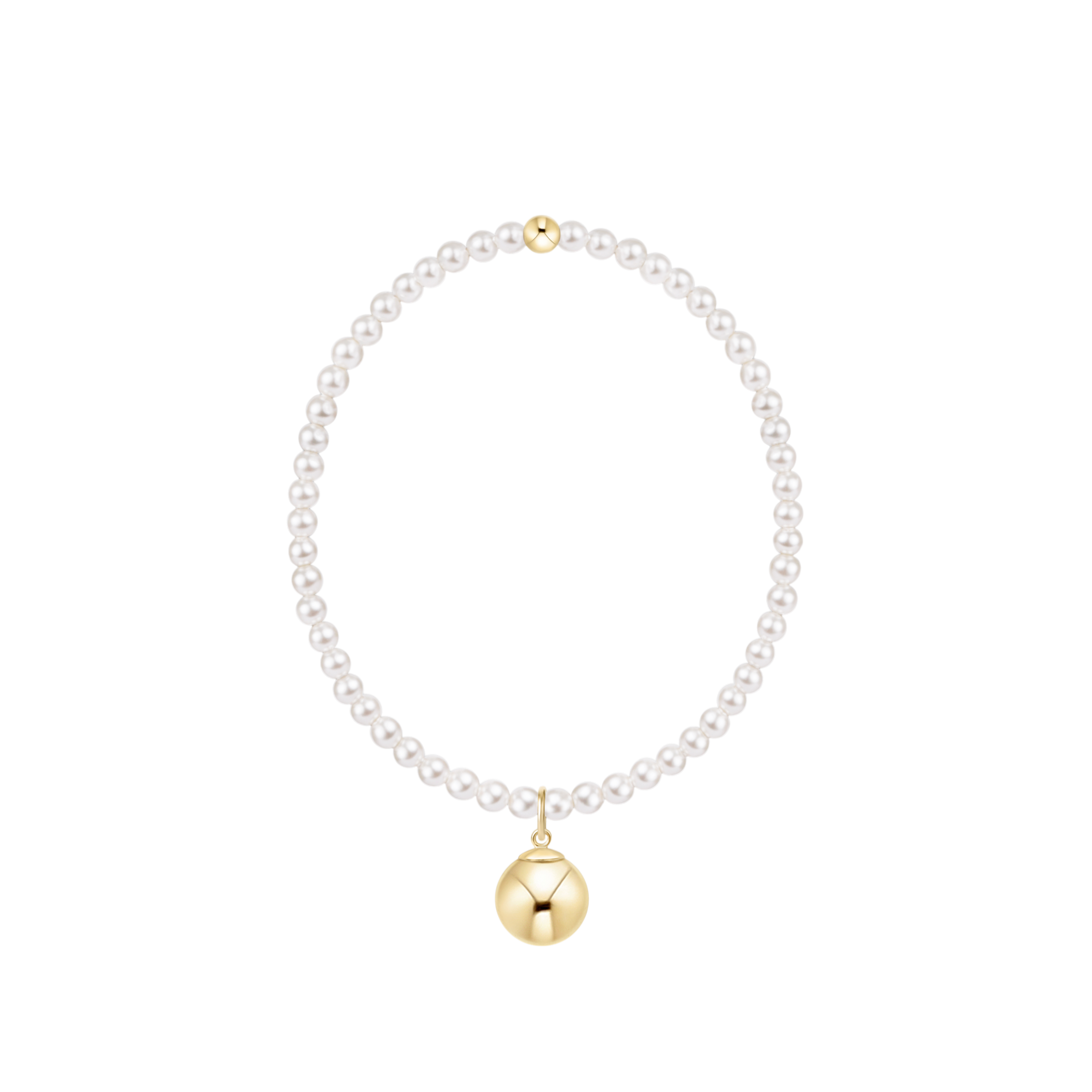 Classic Pearl 3mm Bracelet - Classic Gold 10mm Charm