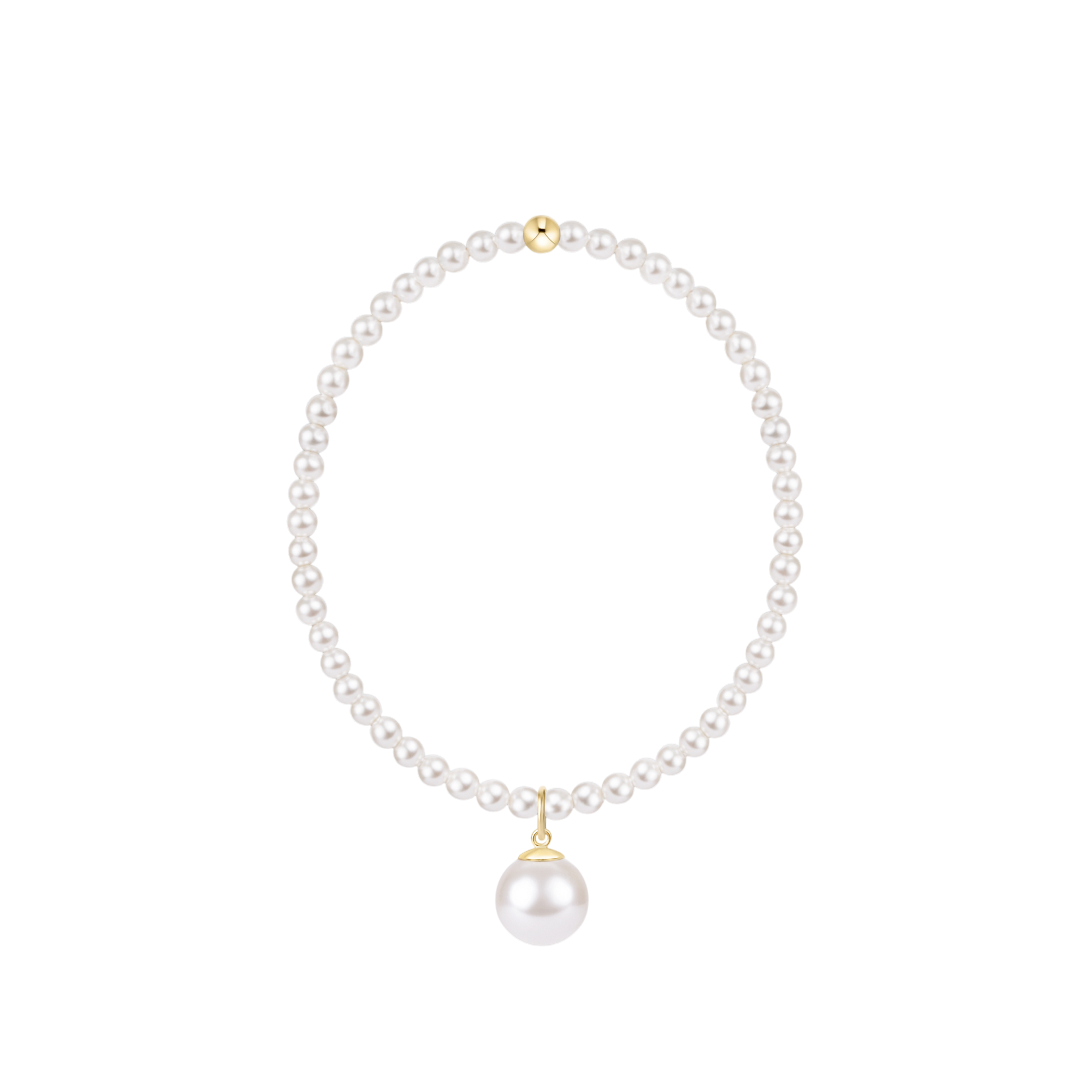 Classic Pearl 3mm Bracelet - Classic Pearl 10mm Charm