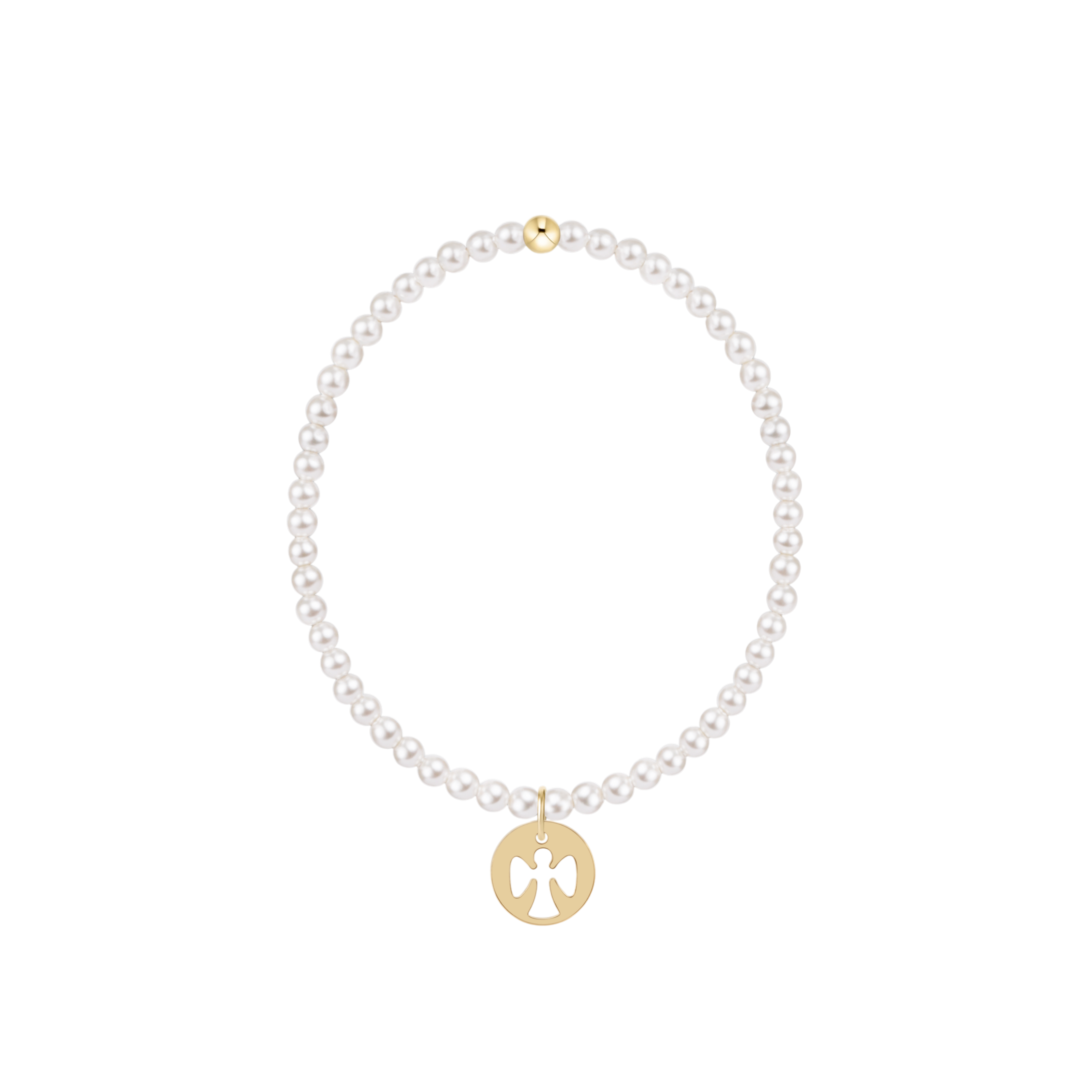 Classic Pearl 3mm Bracelet - Guardian Angel Gold Disc