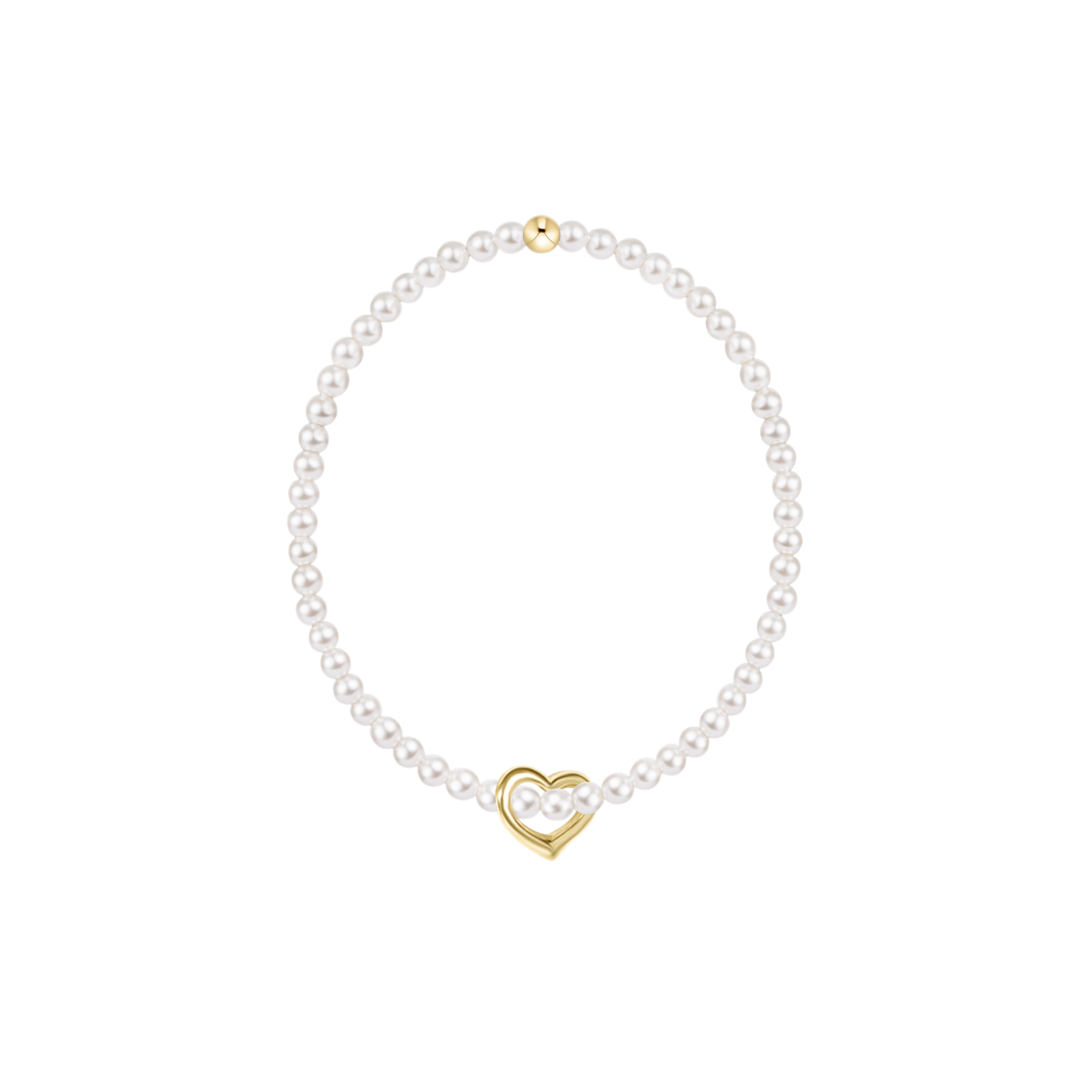 Classic Pearl 3mm Bracelet - Love Gold Charm