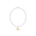 Classic Pearl 3mm Bracelet - Signature Cross 4mm Beaded Gold Charm