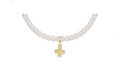 Classic Pearl 3mm Bracelet - Signature Cross Gold Charm - by enewton