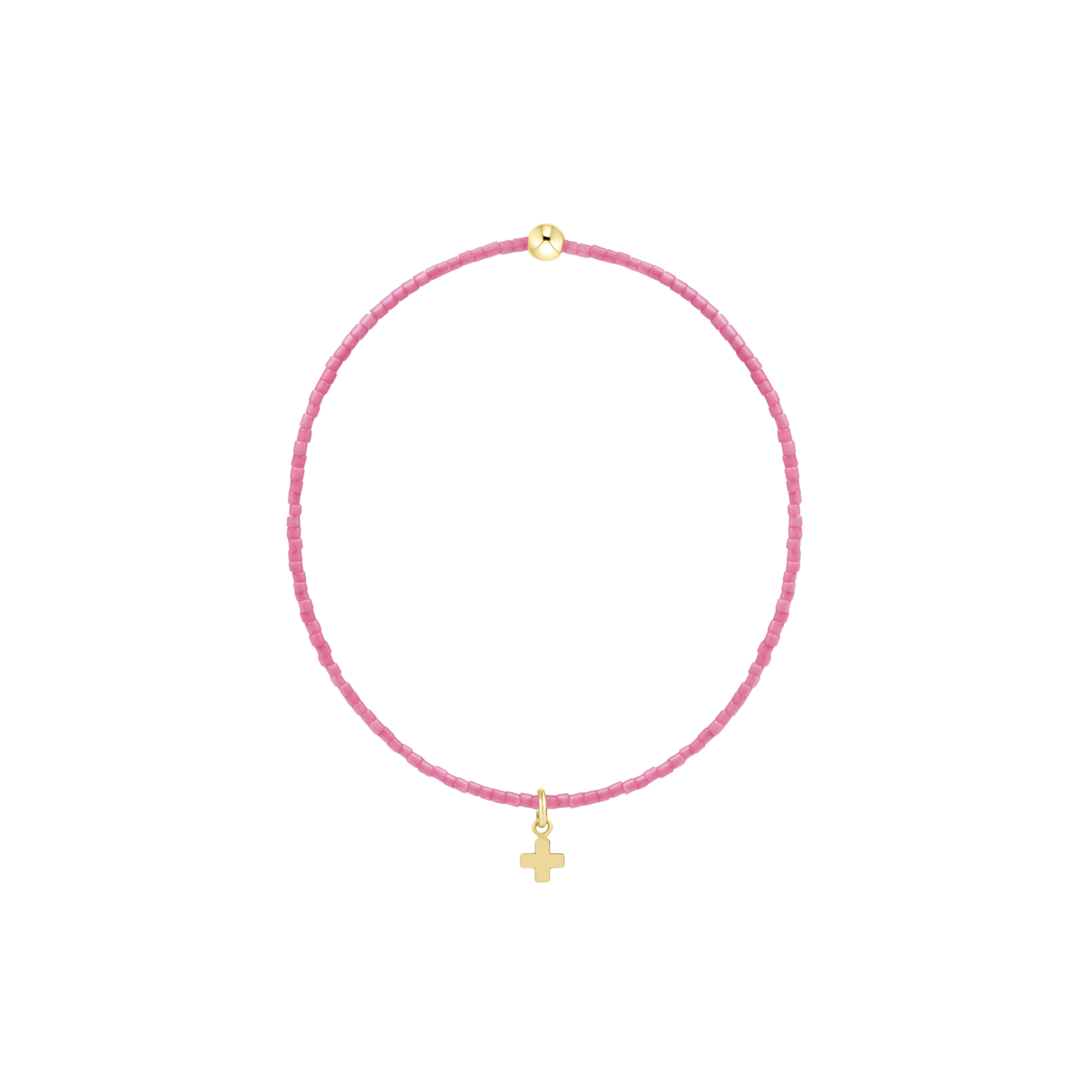 Hope Classic Bubblegum Bracelet - Signature Cross Small Gold Charm
