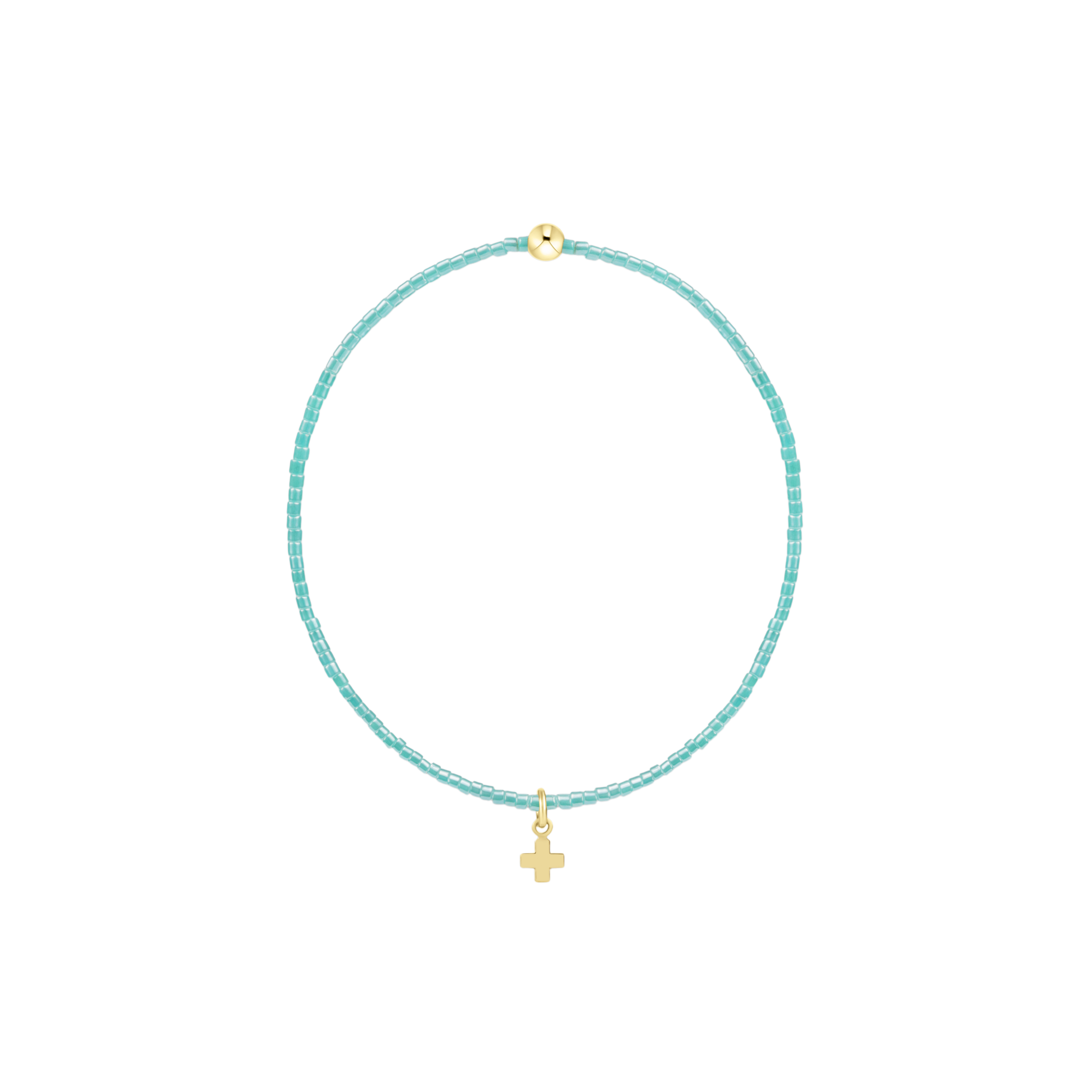 Hope Classic Sea Glass Bracelet - Signature Cross Small Gold Charm