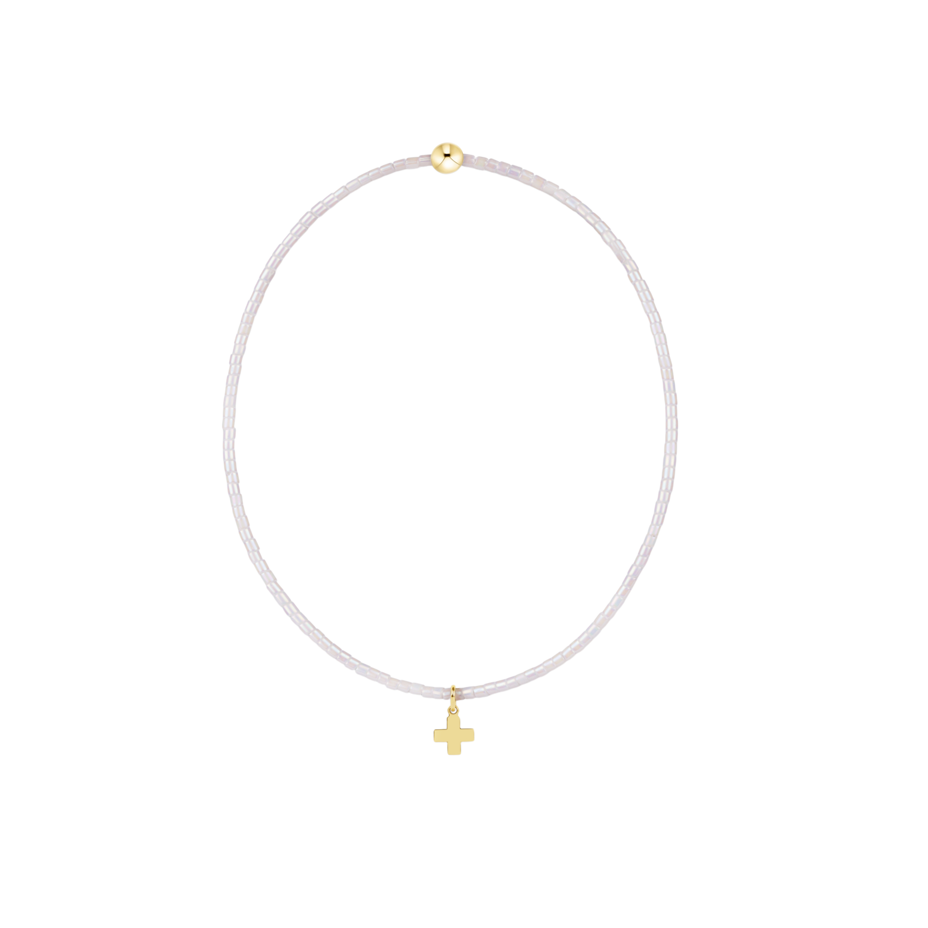 Hope Classic Silky White Bracelet - Signature Cross Small Gold Charm
