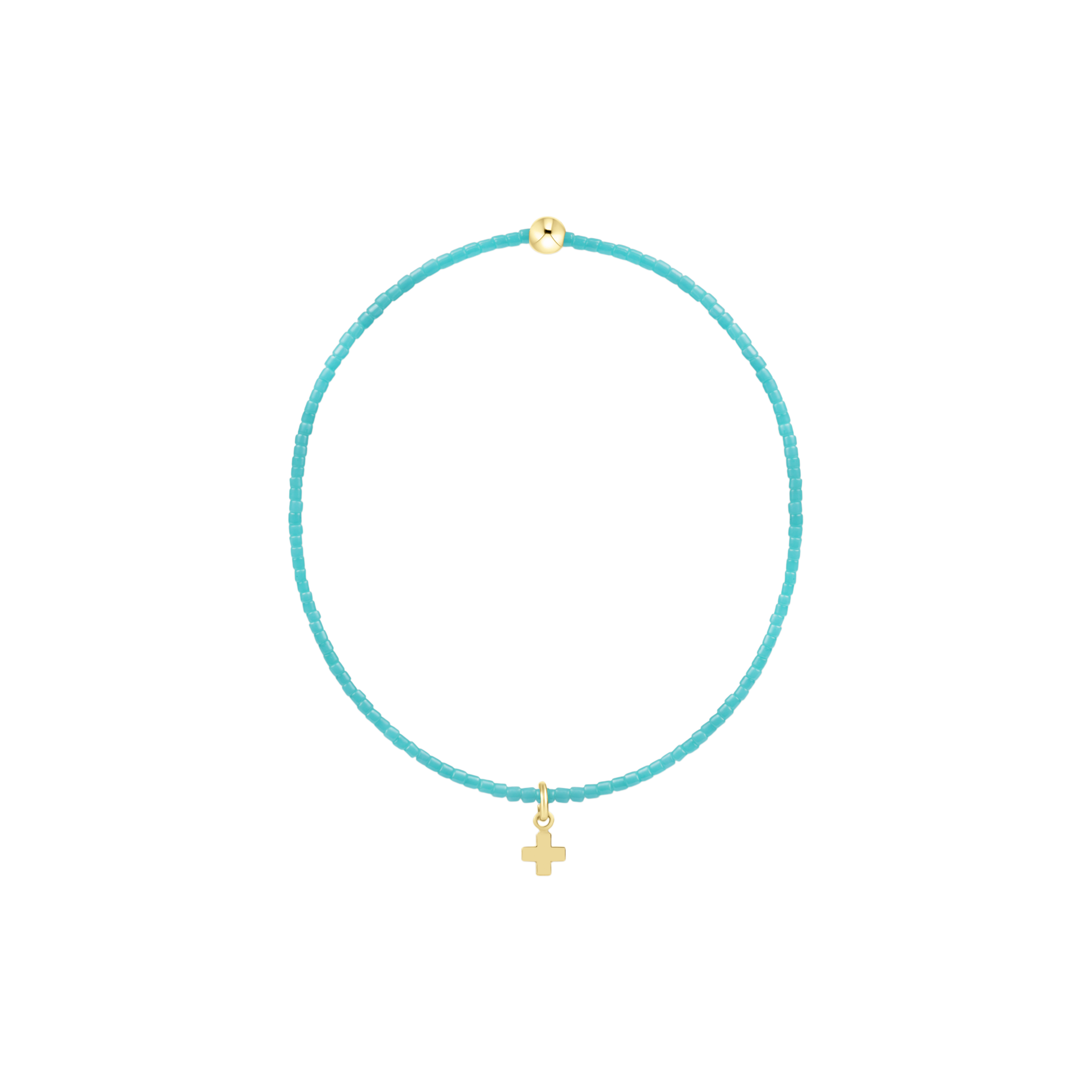 Hope Classic Turquoise Bracelet - Signature Cross Small Gold Charm