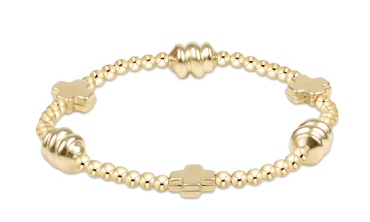 Signature Cross Gold & Admire Gold 3mm Gold Bracelet- by enewton