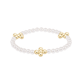 Beaded 4mm Gold Signature Cross 4mm Pearl Bracelet