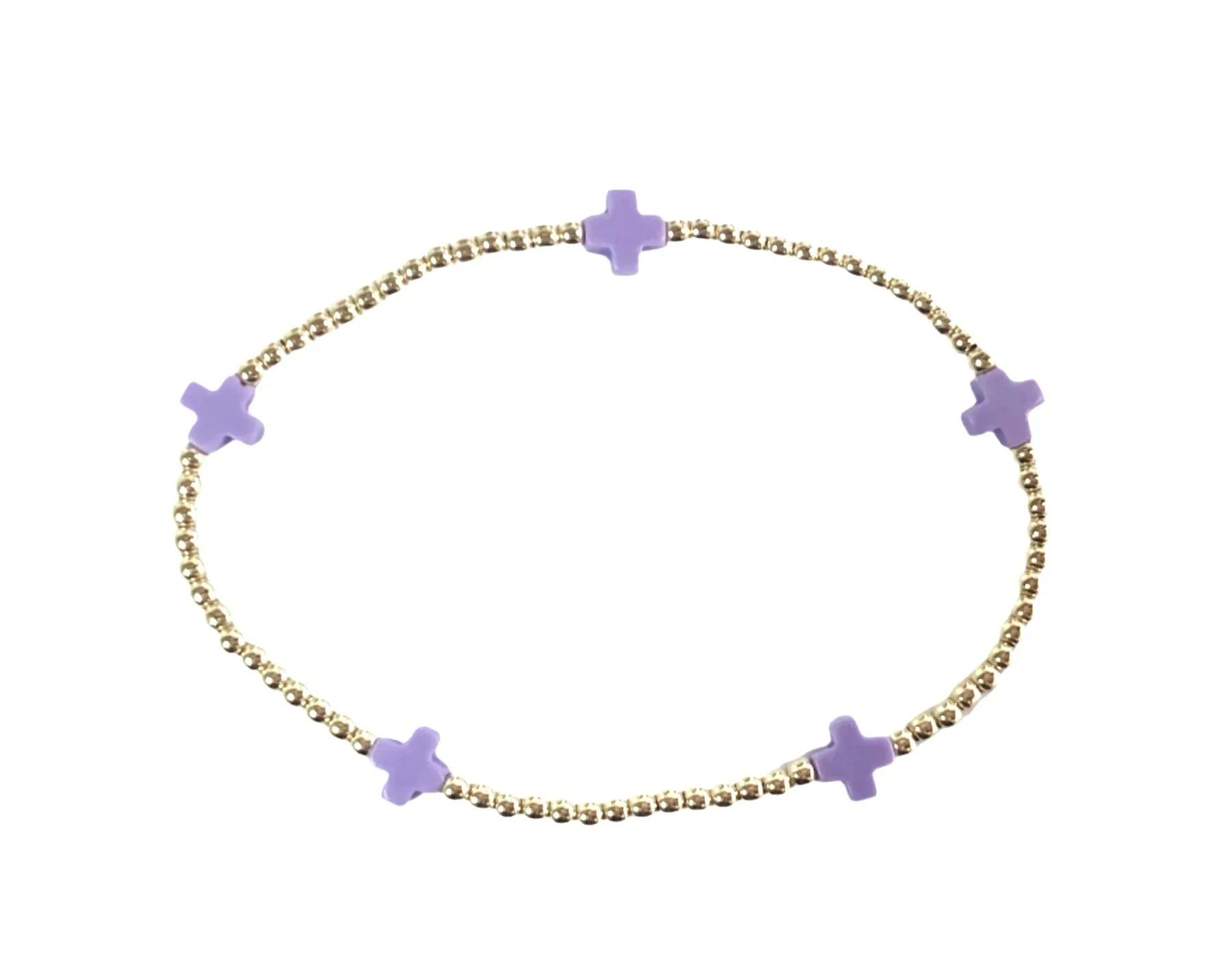 egirl Signature Cross Small 2mm Gold Bracelet - Purple by enewton