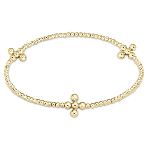 Beaded 3mm Gold Signature Cross 2mm Gold Bracelet by enewton