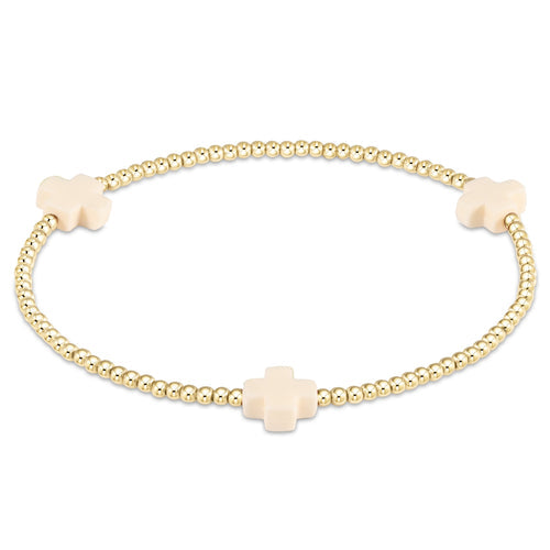 Signature Cross 2mm Gold Bracelet - Off-White by enewton