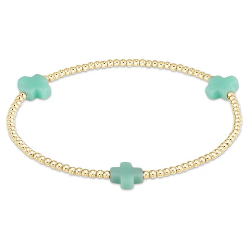Signature Cross 2mm Gold Bracelet - Mint by enewton