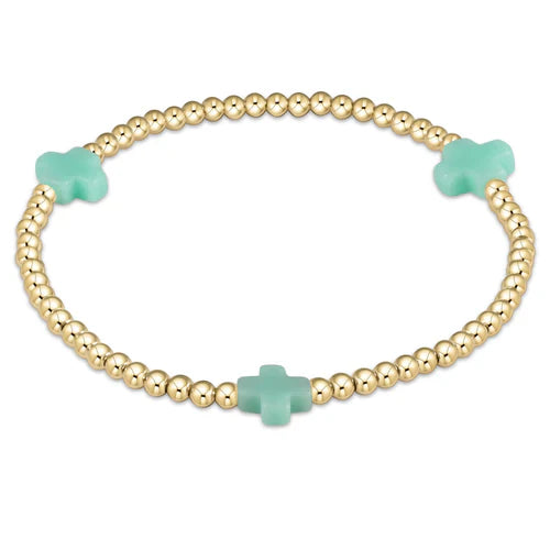 Signature Cross 3mm Gold Bracelet - Mint by enewton
