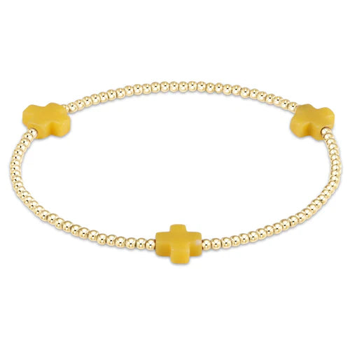 Signature Cross 2mm Gold Bracelet - Canary by enewton
