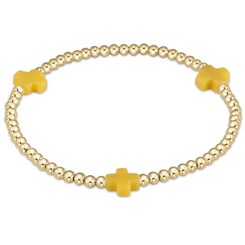 Signature Cross 3mm Gold Bracelet - Canary by enewton