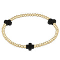 Extends Signature Cross 3mm Gold Bracelet - Onyx - onyx by enewton