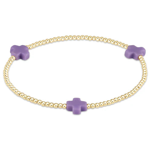Signature Cross 2mm Gold Bracelet - Purple by enewton