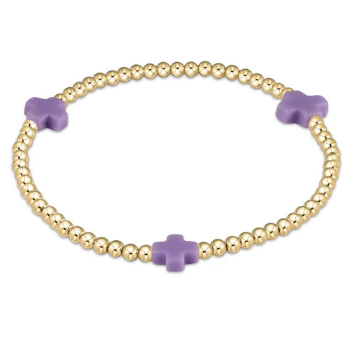 Signature Cross 3mm Gold Bracelet - Purple by enewton