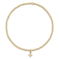 Classic Gold 2mm Bracelet - Signature Cross Small Gold Charm by enewton