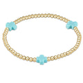 Signature Cross 3mm Gold Bracelet - Turquoise by enewton