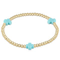 Extends Signature Cross 3mm Gold Bracelet - Turquoise by enewton