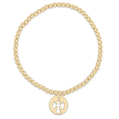 Classic Gold 3mm Bracelet - Guardian Angel Gold Disc by enewton