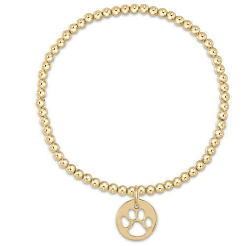 Classic Gold 3mm Bracelet - Paw Print Gold Disc  by enewton