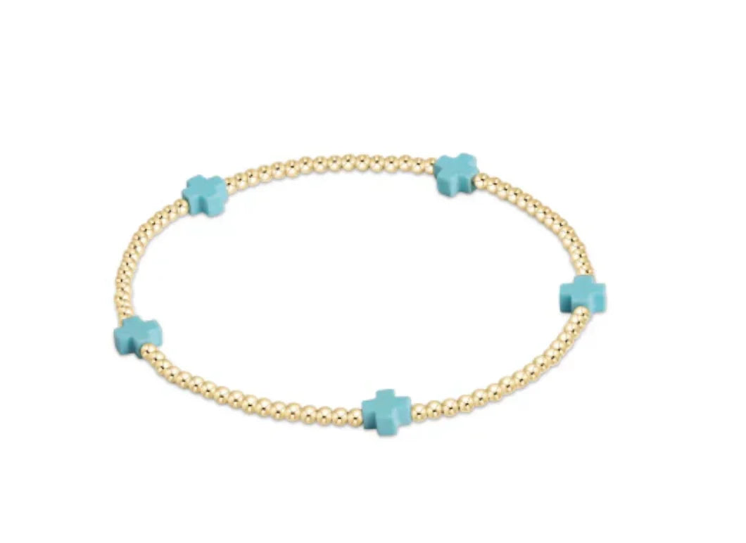 egirl Signature Cross Small 2mm Gold Bracelet - Mint by enewton