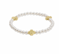 Signature Cross 4mm Pearl Bracelet - Gold by enewton