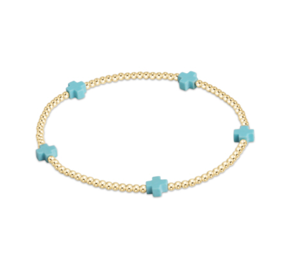 Signature Cross Small 2mm Gold Bracelet  -by enewton