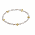 Signature Cross Small 3mm Pearl Bracelet - Gold by enewton