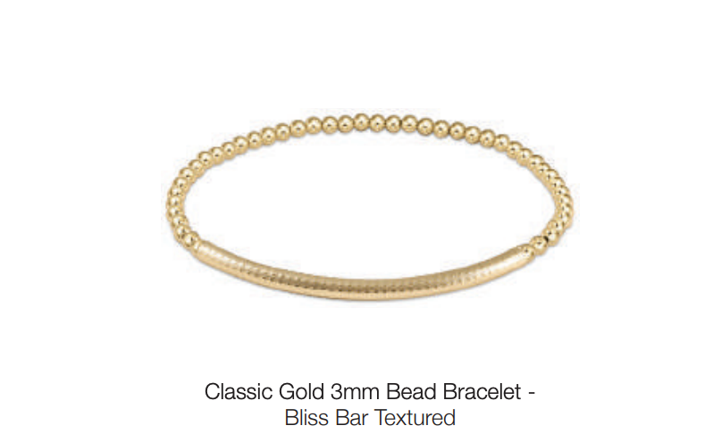 bliss bar textured 3mm bead bracelet - gold by enewton