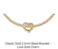 classic gold 2.5mm bracelet - love gold charm by enewton