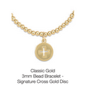Classic Gold 3mm Bracelet - Signature Cross Gold Disc by enewton