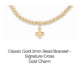 Classic Gold 3mm Bracelet - Signature Cross Gold Charm by enewton