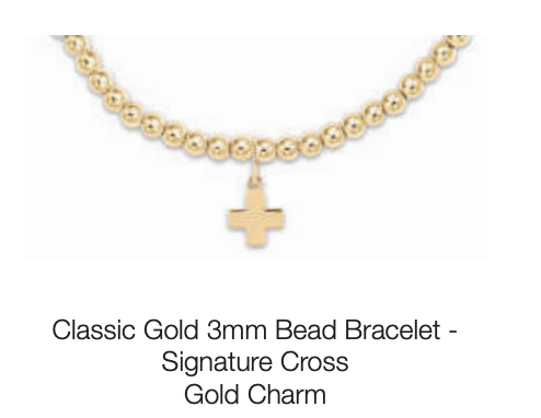 Classic Gold 3mm Bracelet - Signature Cross Gold Charm by enewton