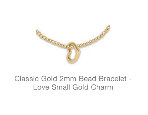 Classic Gold 2mm Bracelet - Love Small Gold Charm by enewton