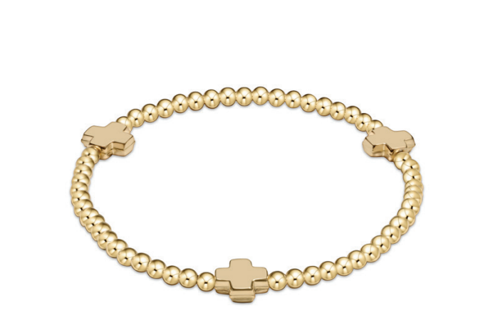 Signature Cross 3mm Gold Bracelet - Gold by enewton