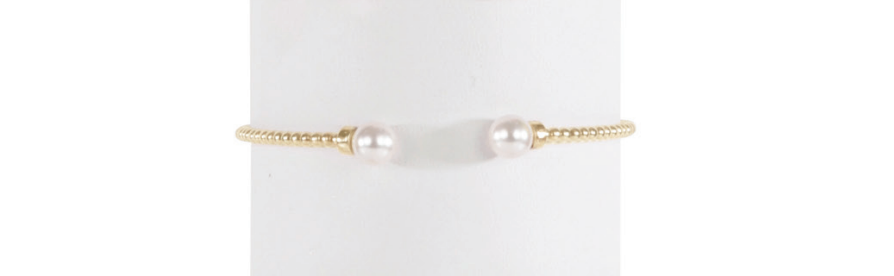 classic gold 2mm bead cuff bracelet - pearl by enewton