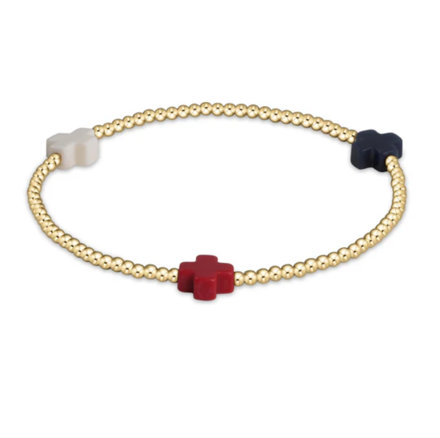 signature cross gold pattern 2mm bead bracelet - Firecracker by enewton
